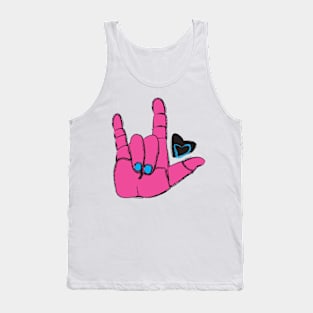 ASL ILY Pink/blue with heart Tank Top